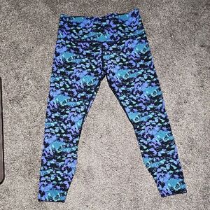 Knix Blue and Black Patterned Yoga Pants/ Leggings